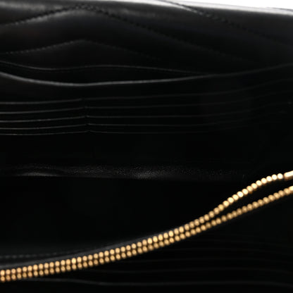 Saint Laurent Lambskin Matelasse Chevron Monogram Sulpice Chain Wallet Black 5 of 10