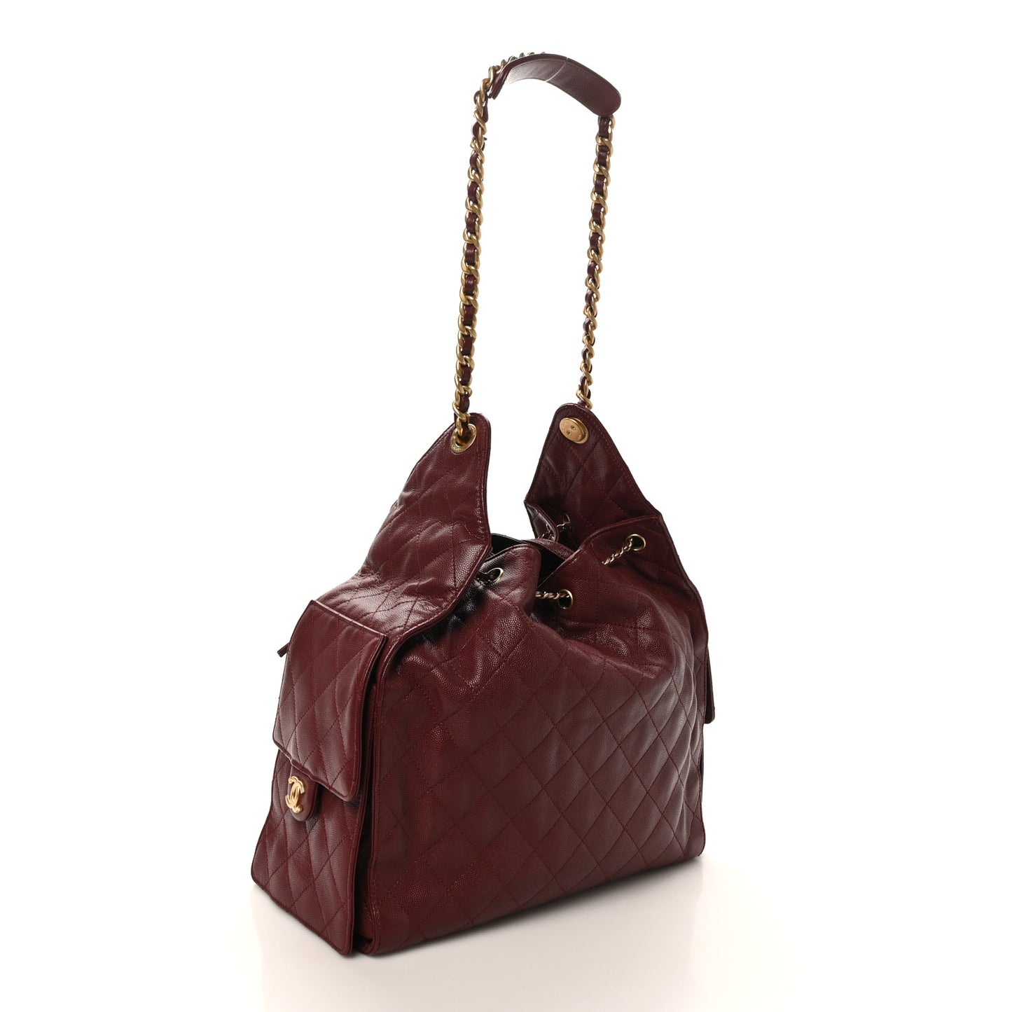 Caviar Quilted Medium Chanel 25 Handbag Burgundy