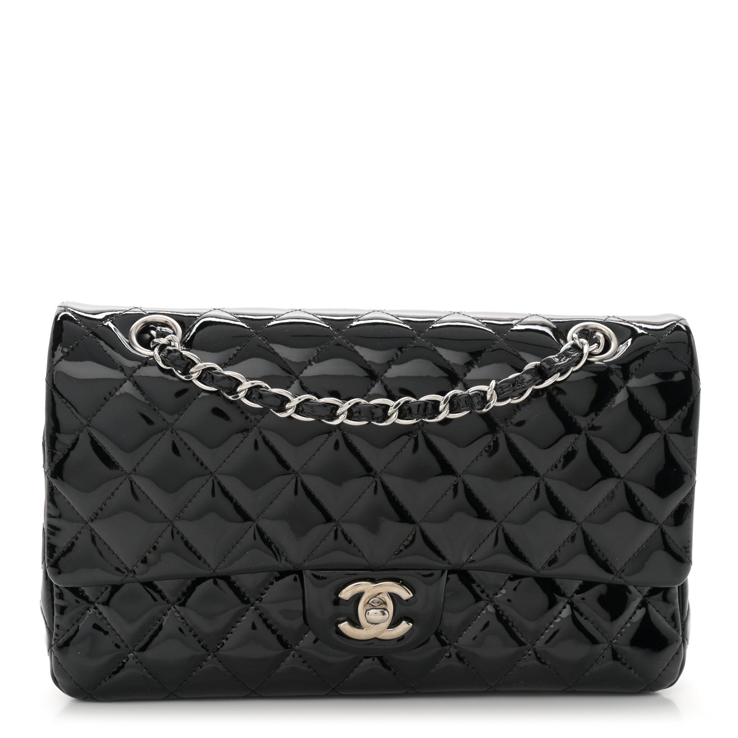 Chanel Patent Quilted Medium Double Flap Black 1 of 9