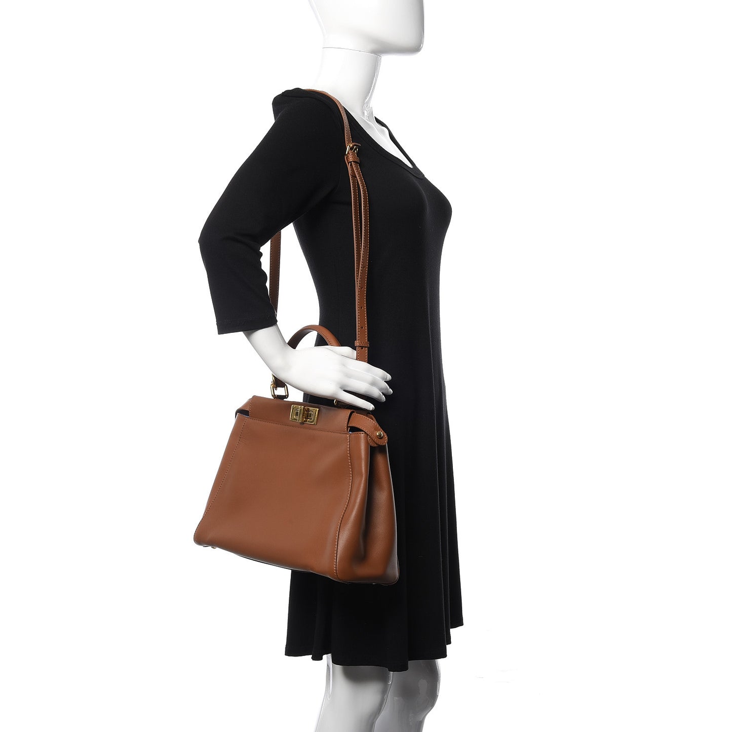 Vitello Morgan Shiny Nappa Medium Peekaboo Iconic Satchel Cuoio Bluette