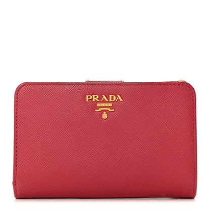 Prada Saffiano Metal Compact Wallet Peonia 1 of 8