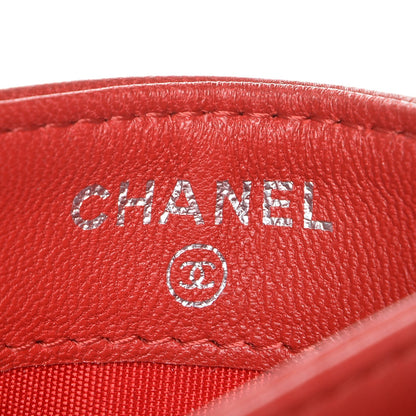 Chanel Lambskin Quilted CC Crossing Card Holder Red 7 of 8