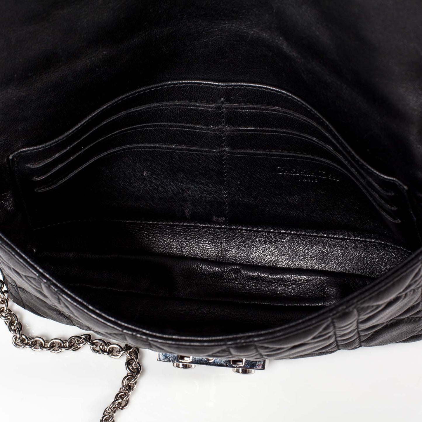 Lambskin Cannage New Lock Pouch Black