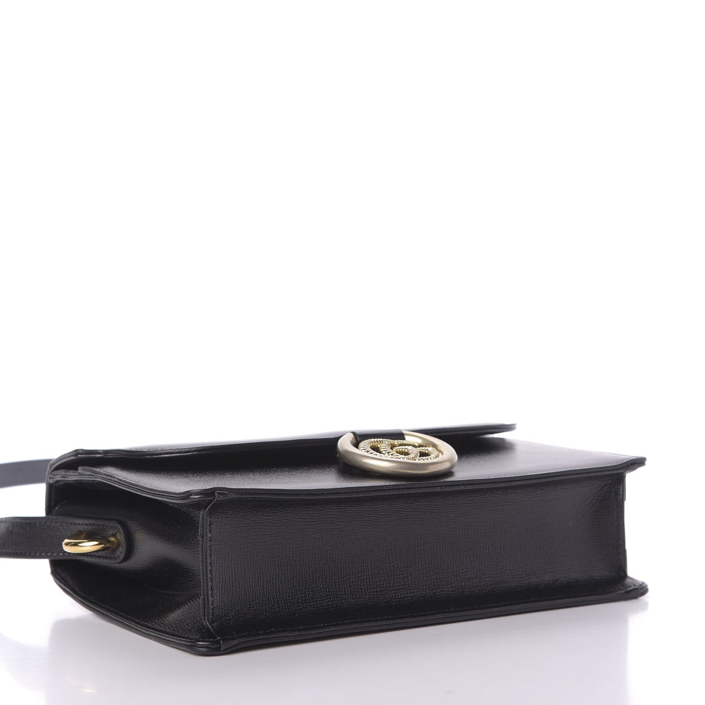 Textured Calfskin Small Torchon GG Ring Shoulder Bag Black