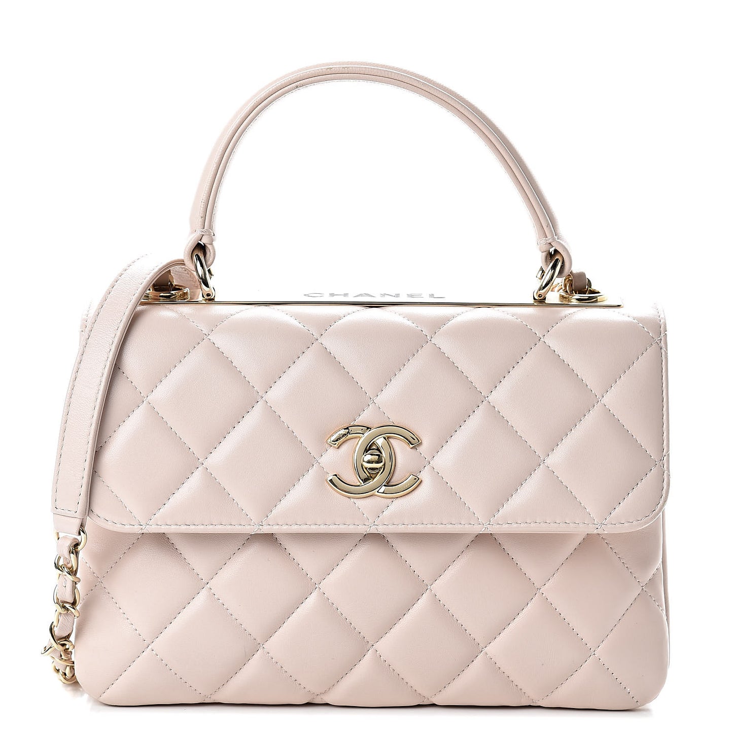 Lambskin Quilted Small Trendy CC Flap Dual Handle Bag Light Pink