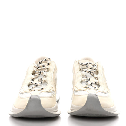 Gucci Technical Knit Fabric Suede Calfskin Womens Gucci Run Sneakers 37 Off White Grey 2 of 7
