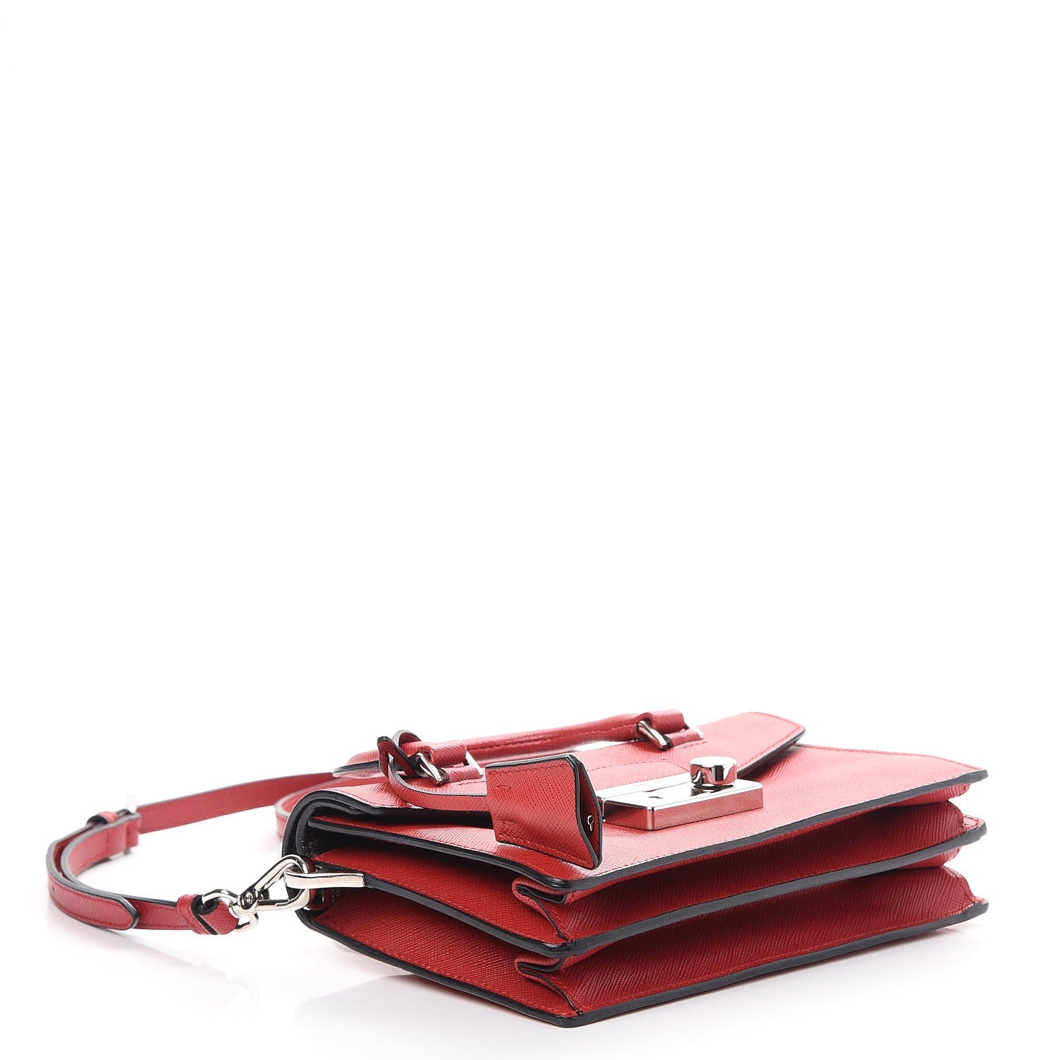Prada Saffiano Lux Mini Sound Top Handle Crossbody Bag Fuoco 4 of 8