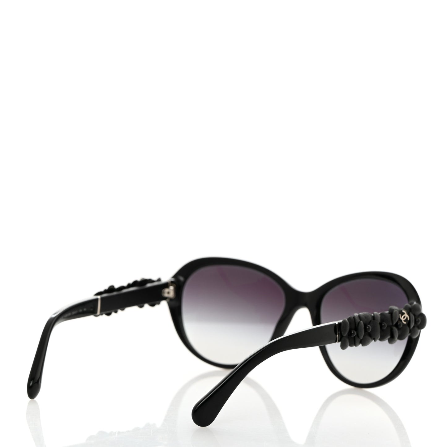 Acetate Lambskin Camellia CC Sunglasses 5316-Q Black
