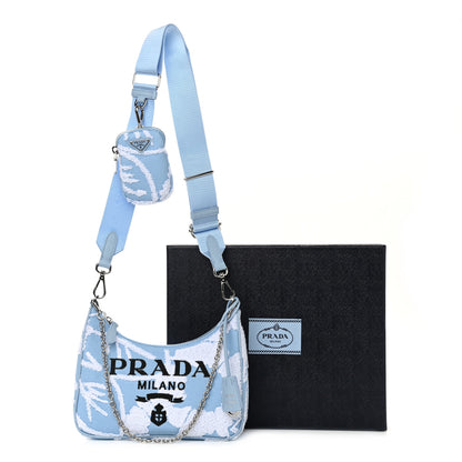 Prada Nylon Drill Logo Embroidered Re-Edition 2005 Shoulder Bag Celeste White 11 of 11