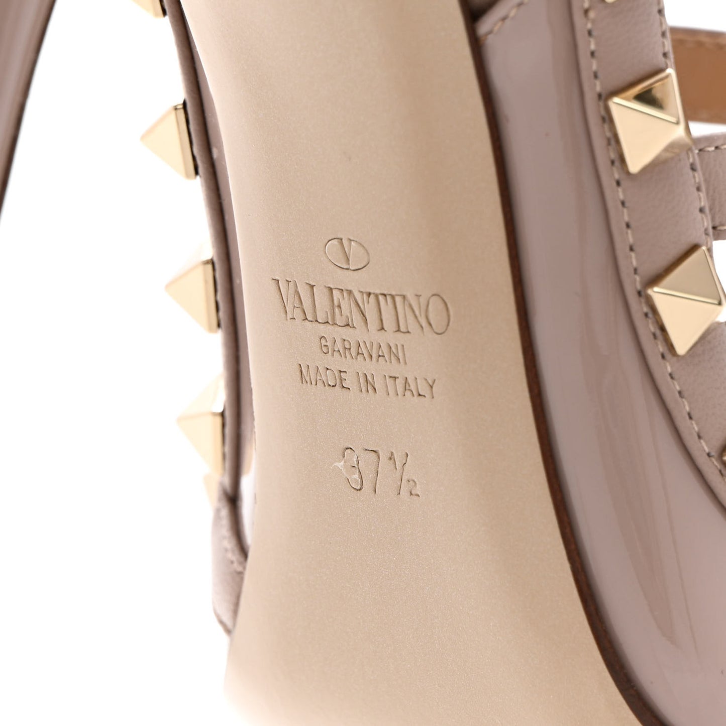 Patent Nappa Rockstud Ankle Strap 100mm Pumps 37.5 Poudre