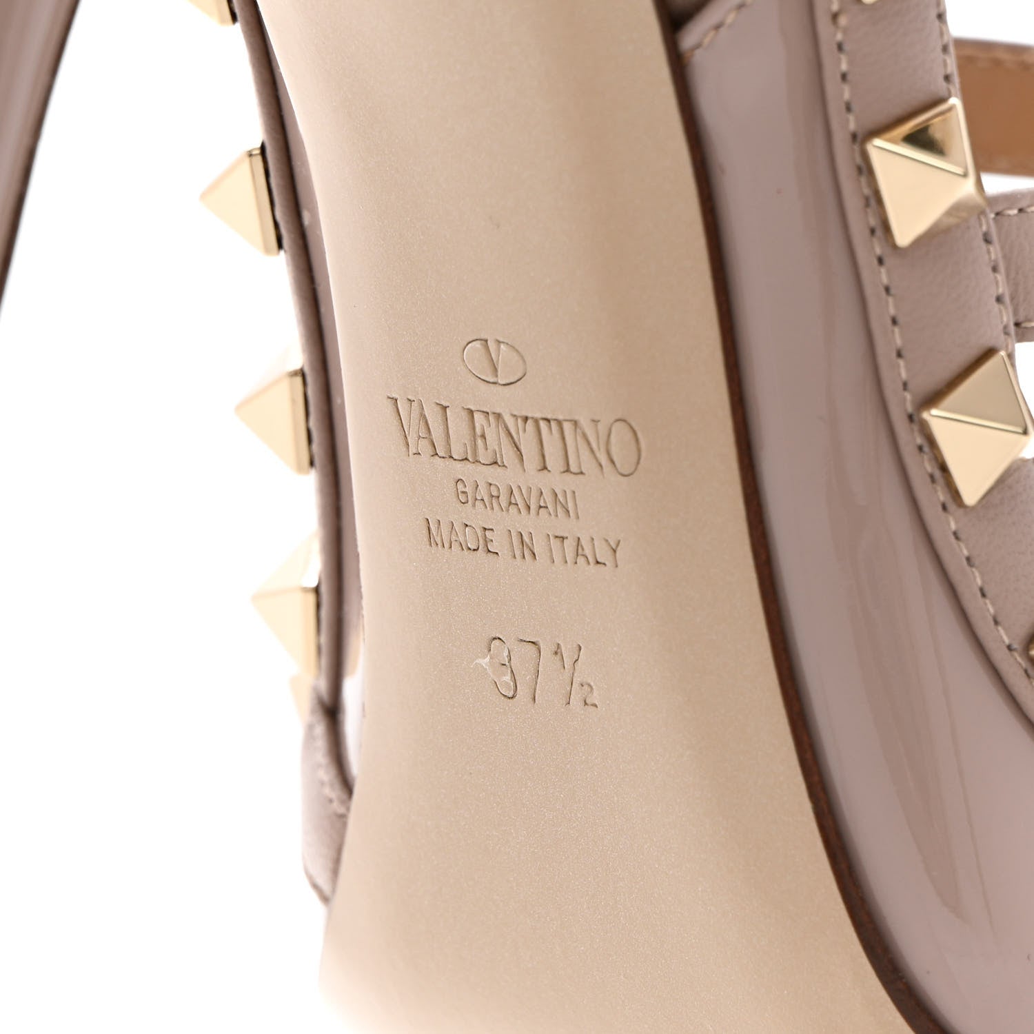 Valentino Garavani Patent Nappa Rockstud Ankle Strap 100mm Pumps 37.5 Poudre 8 of 12