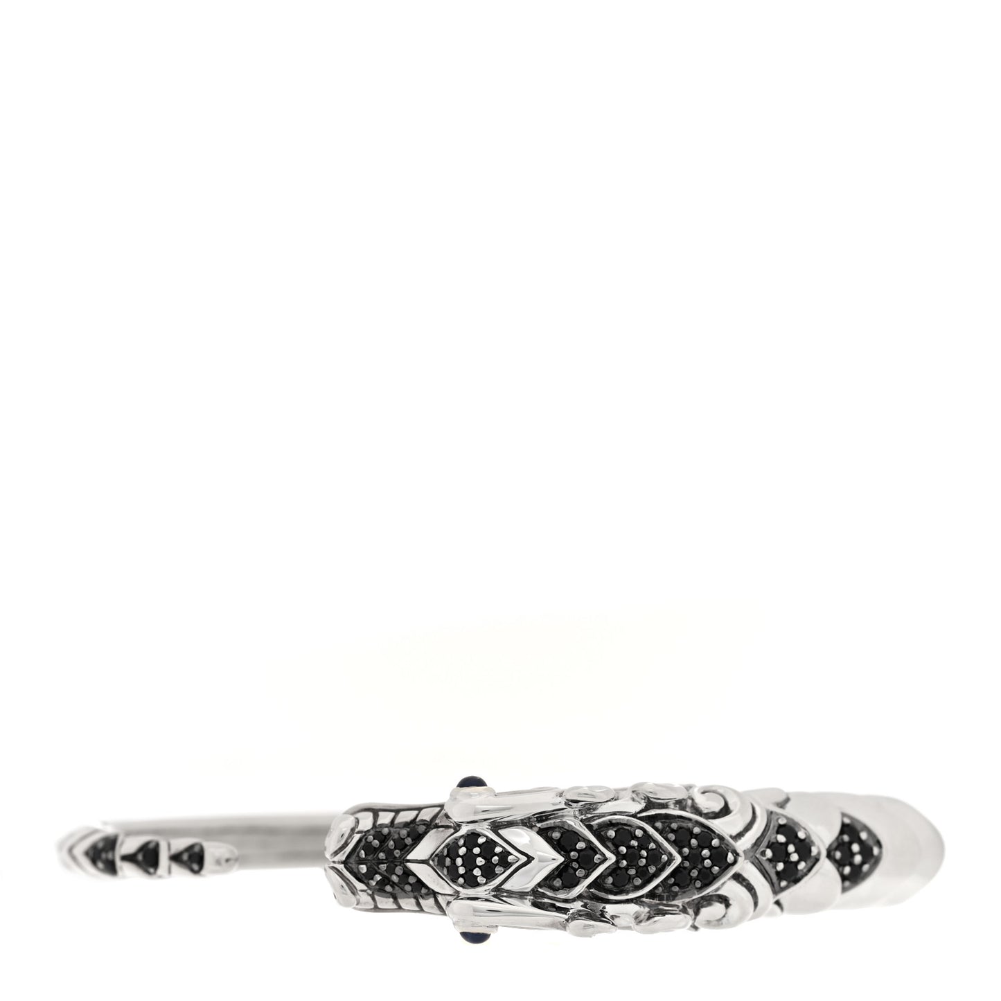 Sterling Silver Black Spinel Sapphire Naga Dragon Bracelet