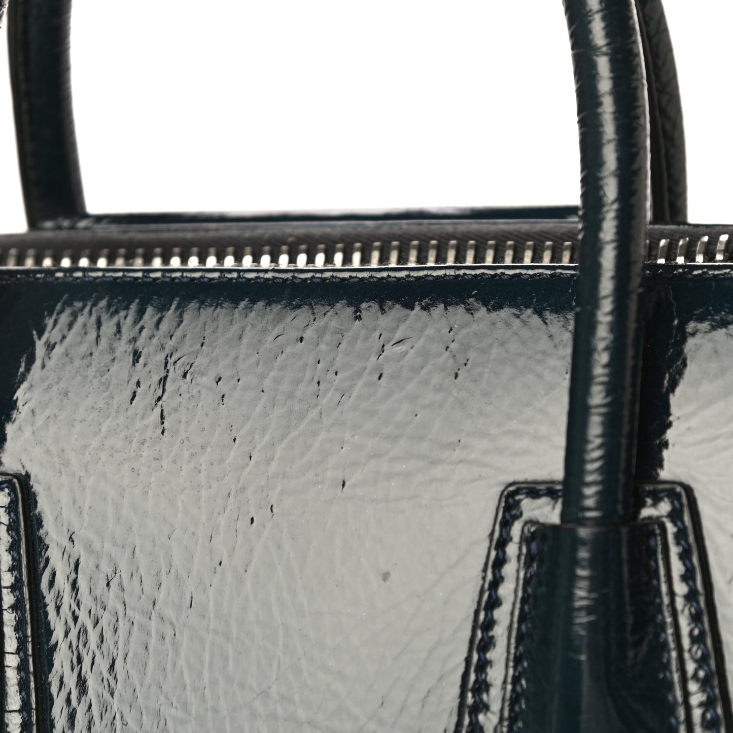 Textured Patent Calfskin Small Antigona Storm Blue