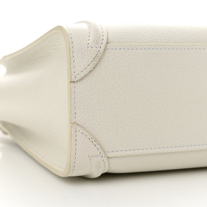 Celine Drummed Calfskin Nano Luggage White 9 of 15