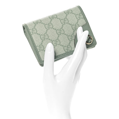 Gucci GG Supreme Monogram Textured Calfskin Emblem Mini Wallet Sage Green 2 of 9