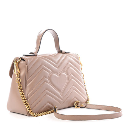 Gucci Calfskin Matelasse Small GG Marmont Top Handle Shoulder Bag Porcelain Rose 2 of 11