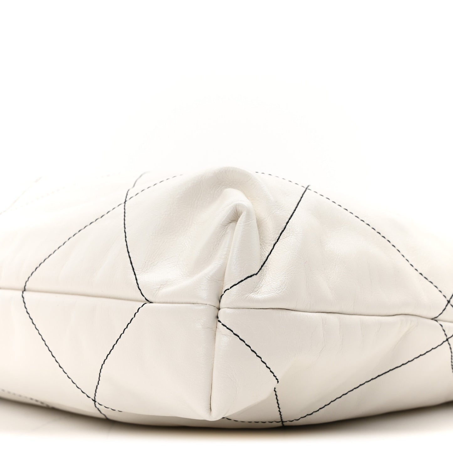 Shiny Calfskin Quilted Chanel 22 White Black