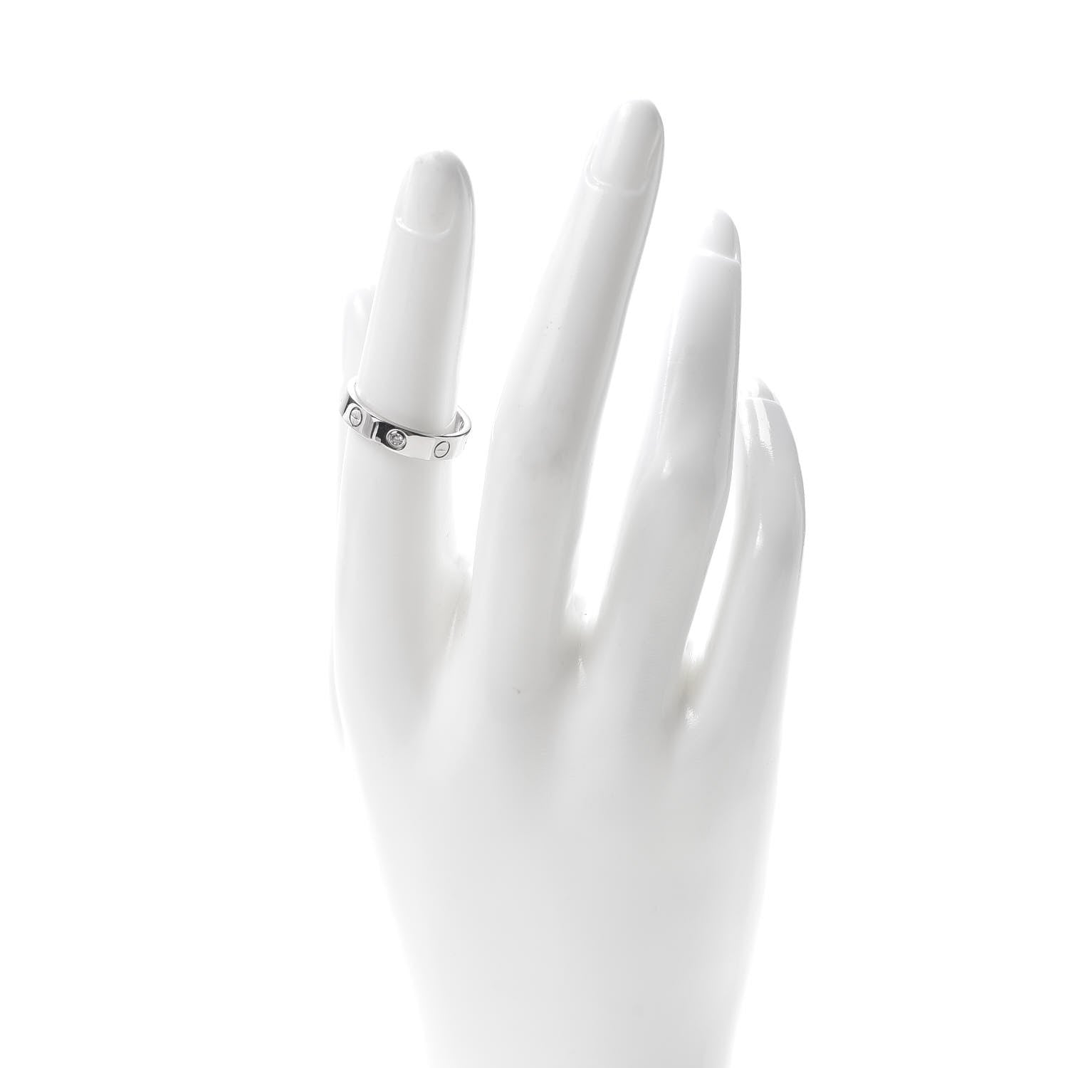 Cartier 18K White Gold Diamond 4mm LOVE Wedding Band Ring 51 5.75 2 of 4
