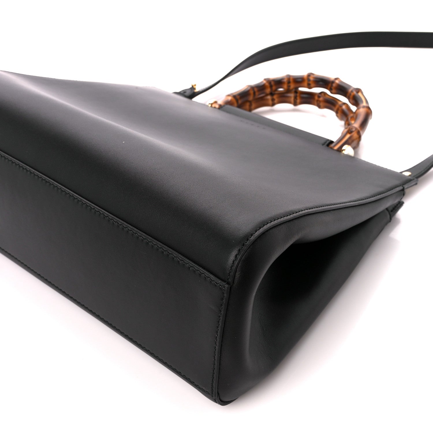 Gucci Nappa Bamboo Medium Nymphaea Top Handle Bag Black 10 of 10