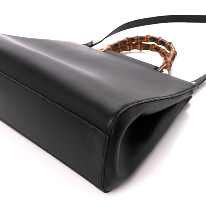 Gucci Nappa Bamboo Medium Nymphaea Top Handle Bag Black 10 of 10