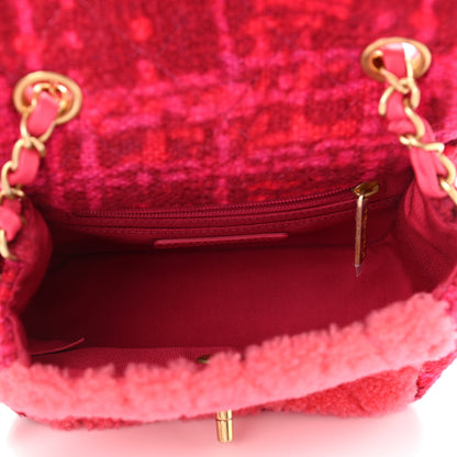 Chanel Shearling Tweed Quilted Mini Square Flap Bag Pink 5 of 11