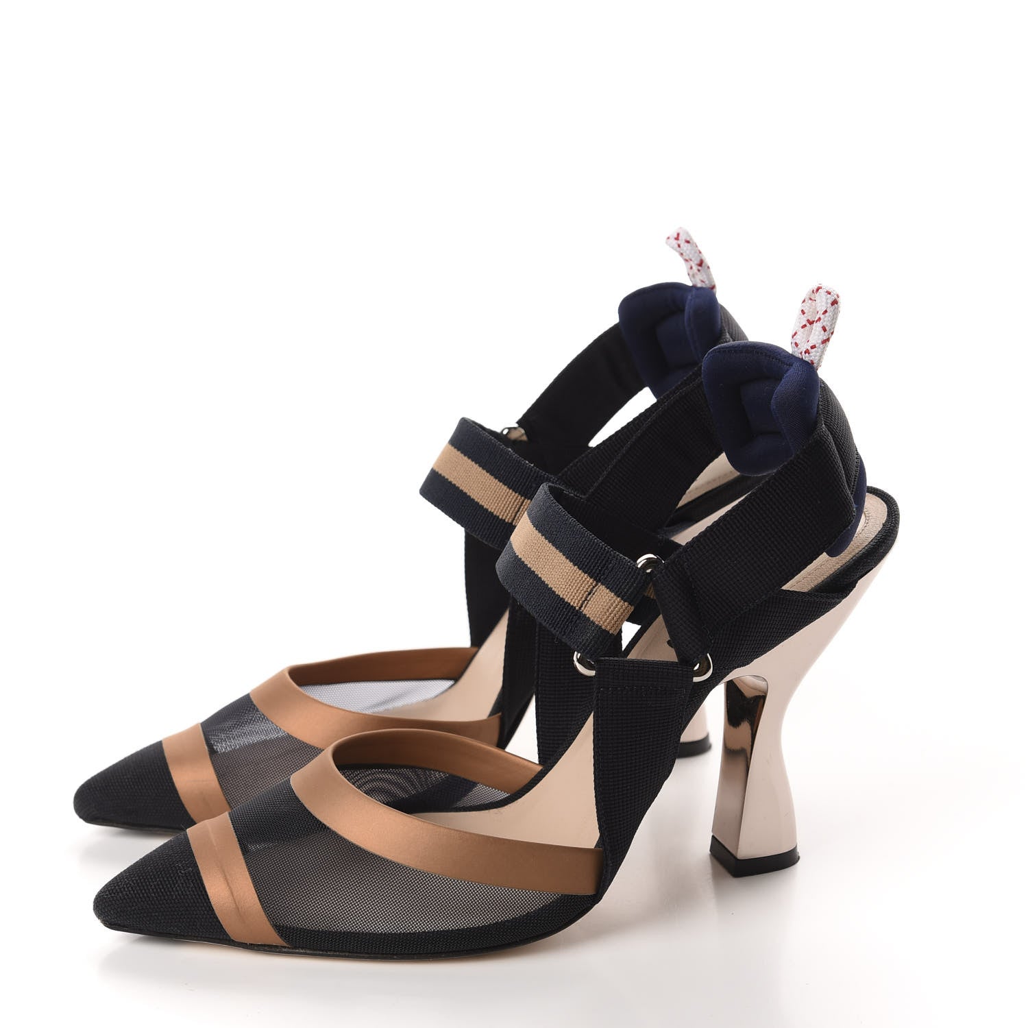 Fendi Technical Mesh FF Colibri Slingback Pumps 35.5 3 of 11