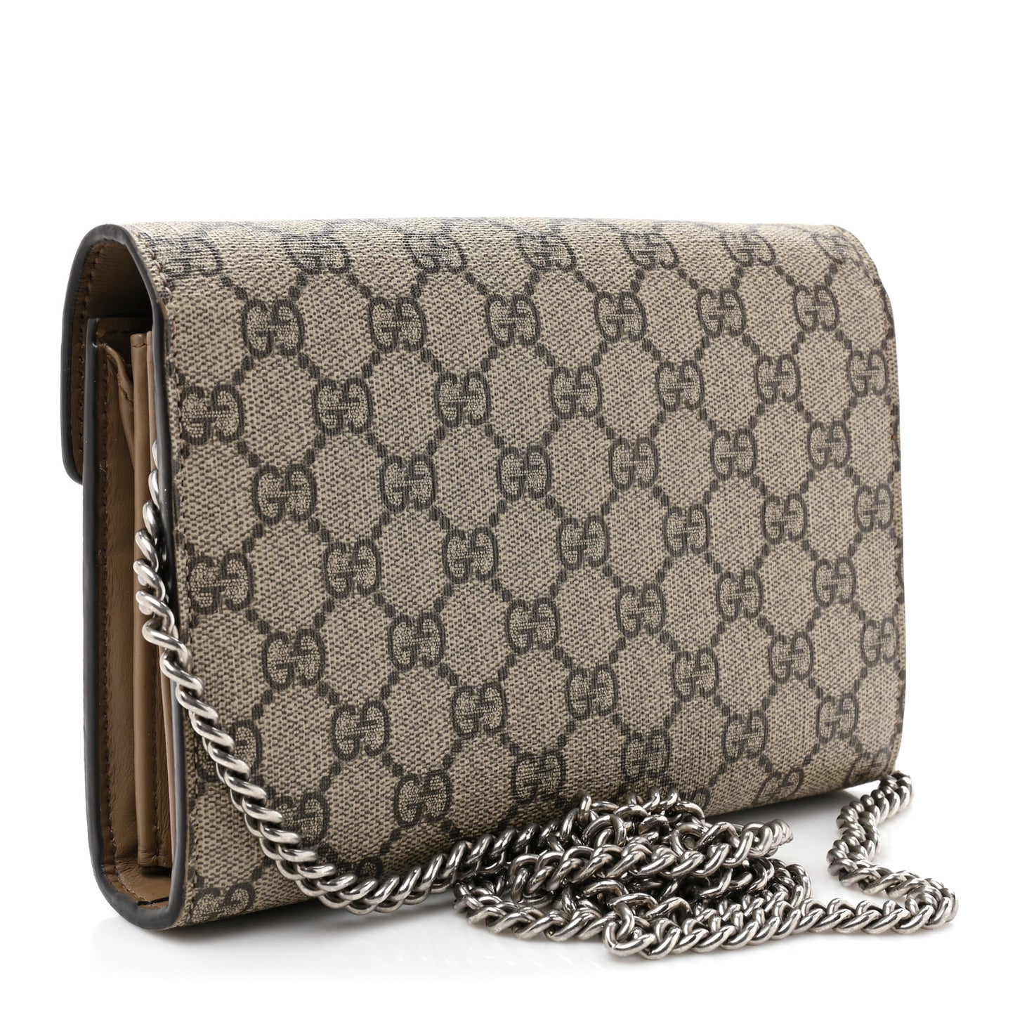 GG Supreme Monogram Mini Dionysus Chain Wallet Beige Taupe