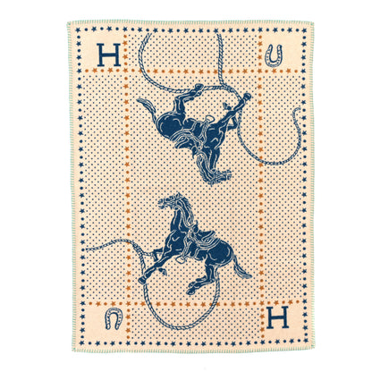 Hermes Wool Cashmere Western And Company Blanket Indigo 1 of 3