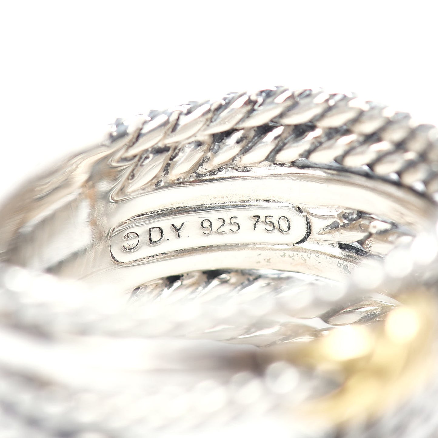 Sterling Silver 18K Yellow Gold Double X Crossover Ring 52 6