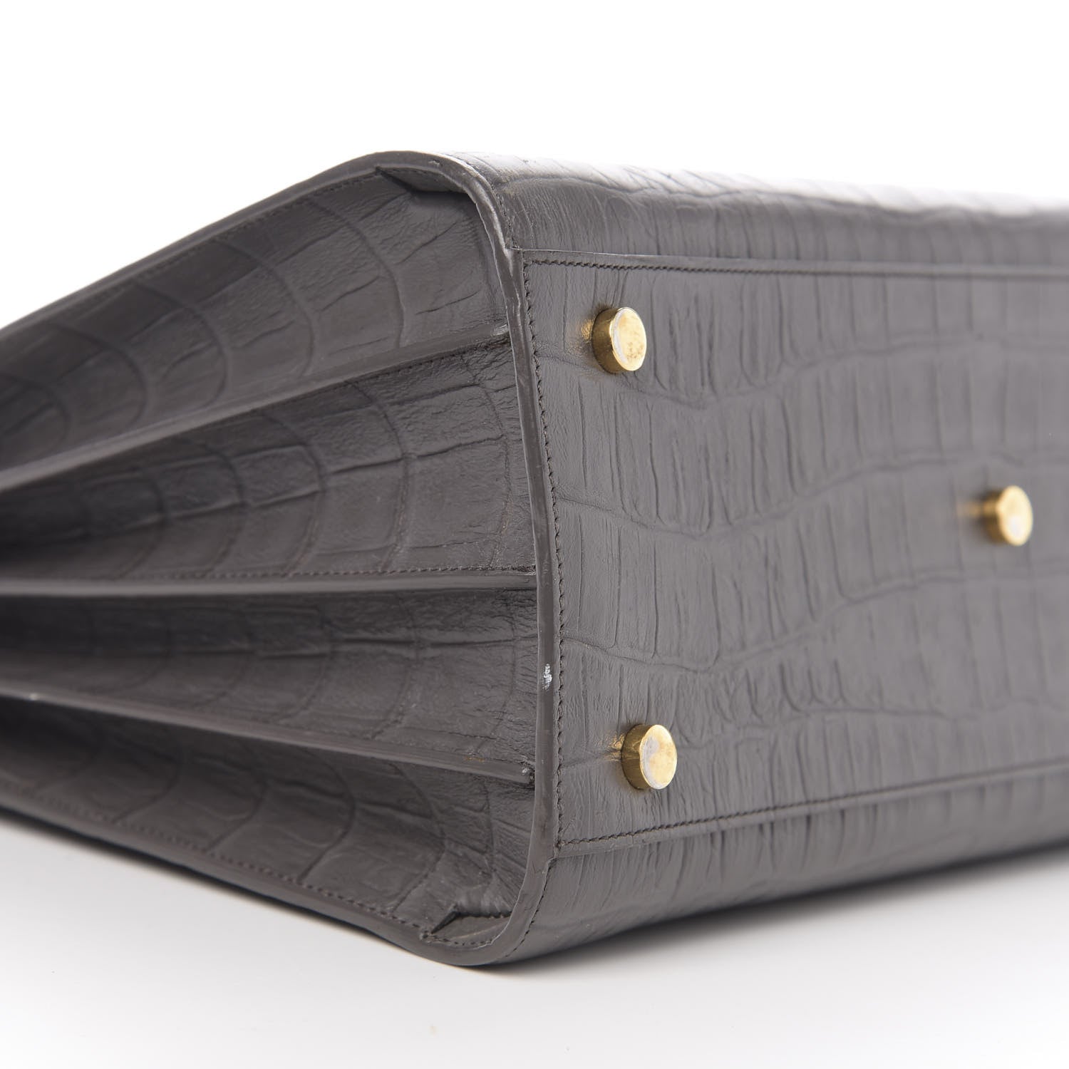 Saint Laurent Calfskin Crocodile Embossed Small Sac De Jour Earth 7 of 9