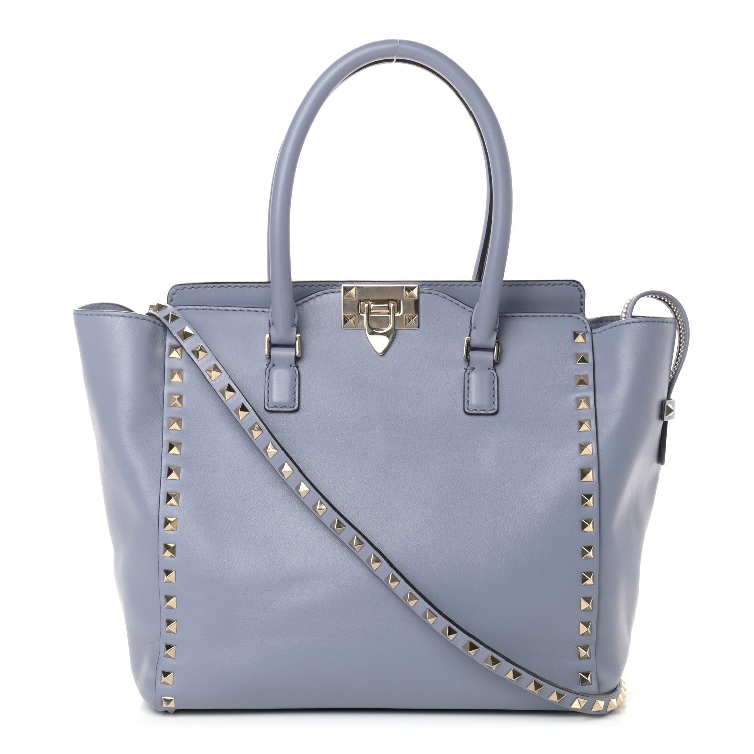 Valentino Garavani Vitello Rockstud Double Handle Tote London Stone 1 of 13