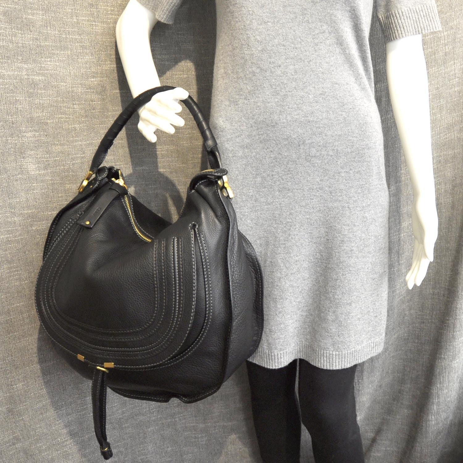 Chloe Leather Marcie Hobo Black 3 of 10