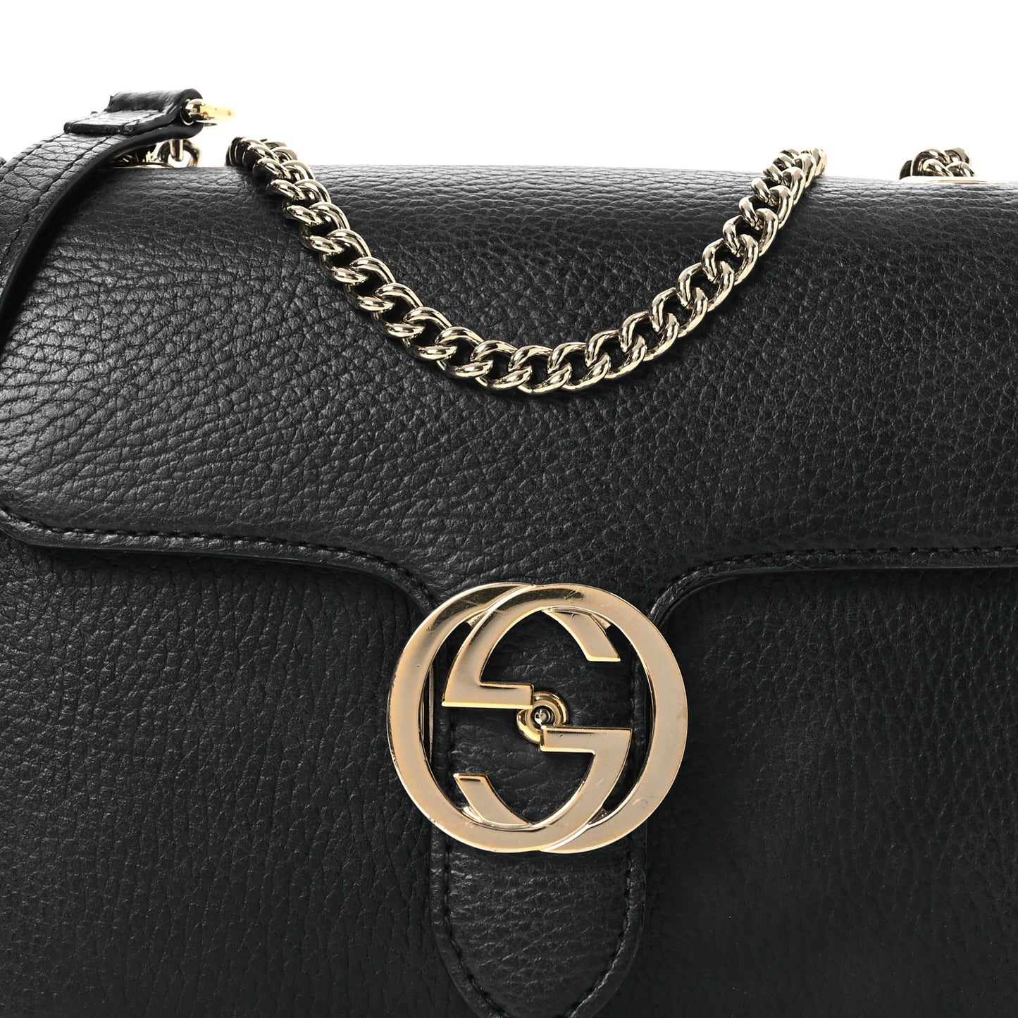 Dollar Calfskin Small Interlocking G Shoulder Bag Black