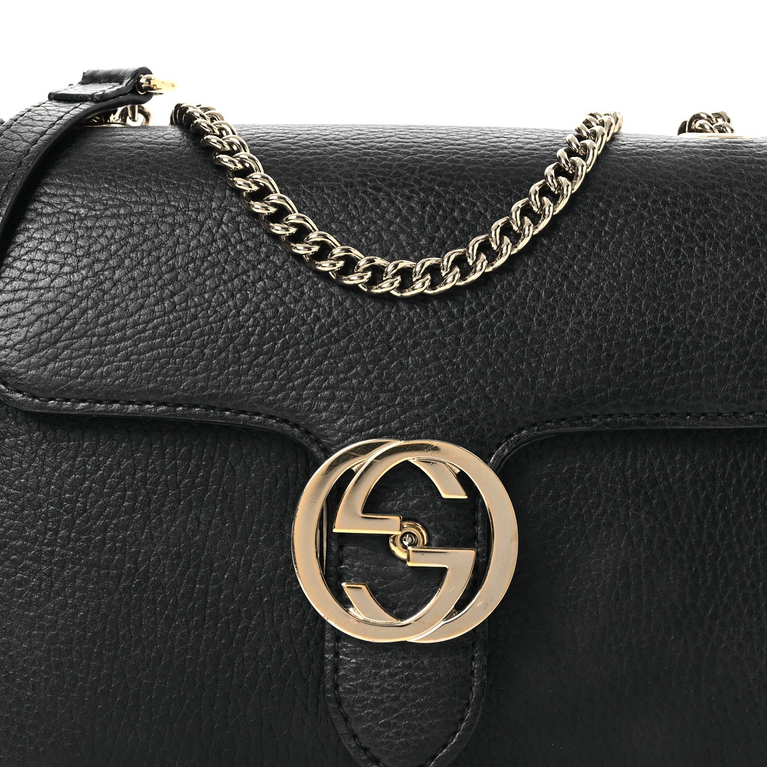 Gucci Dollar Calfskin Small Interlocking G Shoulder Bag Black 8 of 17