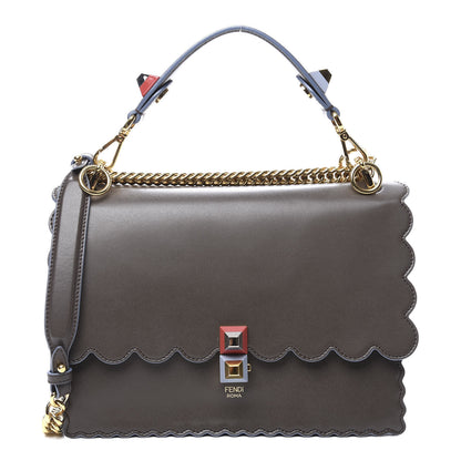 Fendi Vitello Liberty Scalloped Studded Kan I Shoulder Bag Carbone 1 of 11