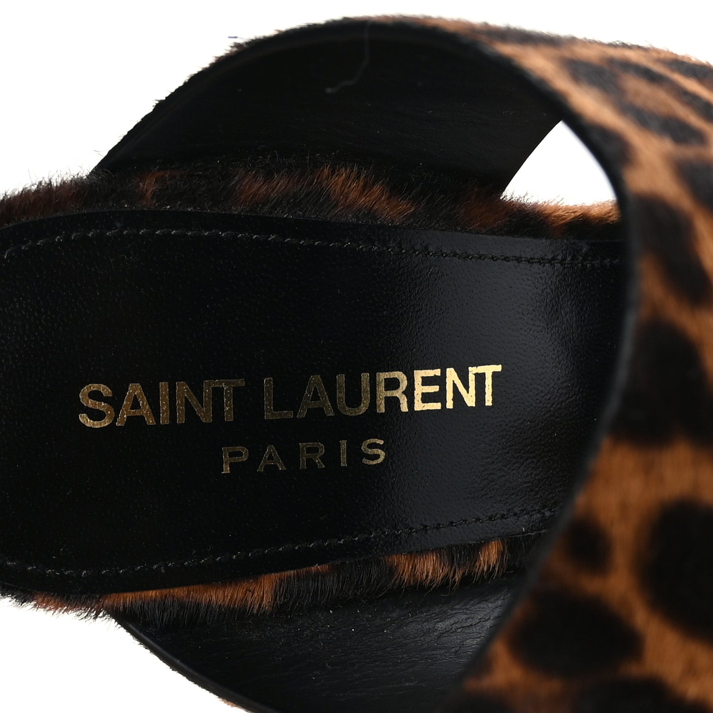 Ponyhair Leopard Print Oak 75 Ankle Strap Sandals 37.5 Brown