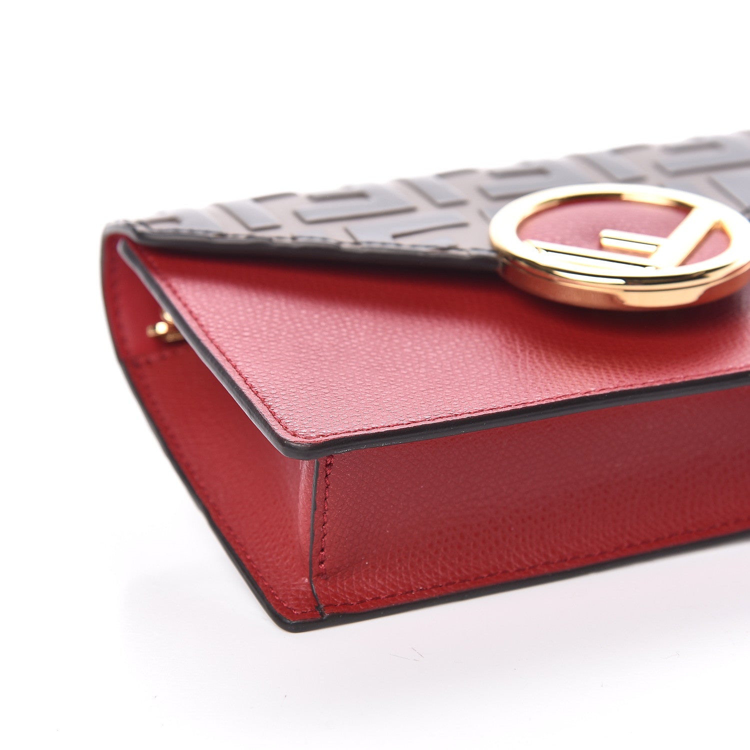 Fendi Vitello Cruise F is Fendi Bi-Color FF 1974 Embossed Envelope Belt Bag Maya Black Fragola 8 of 10