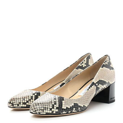 Jimmy Choo Calfskin Python Embossed Jessie Pump 37.5 Natural 3 of 7