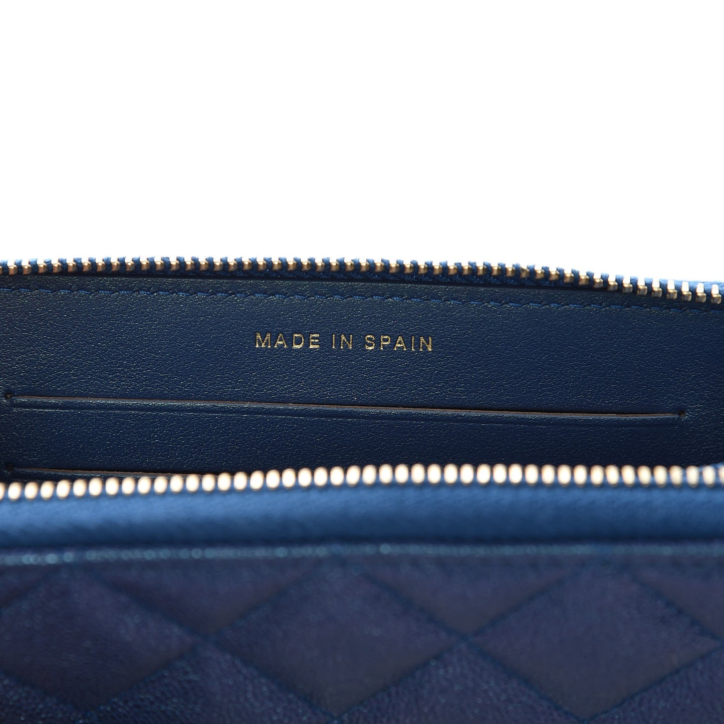Iridescent Caviar Quilted Medium Zip Around Wallet Dark Blue