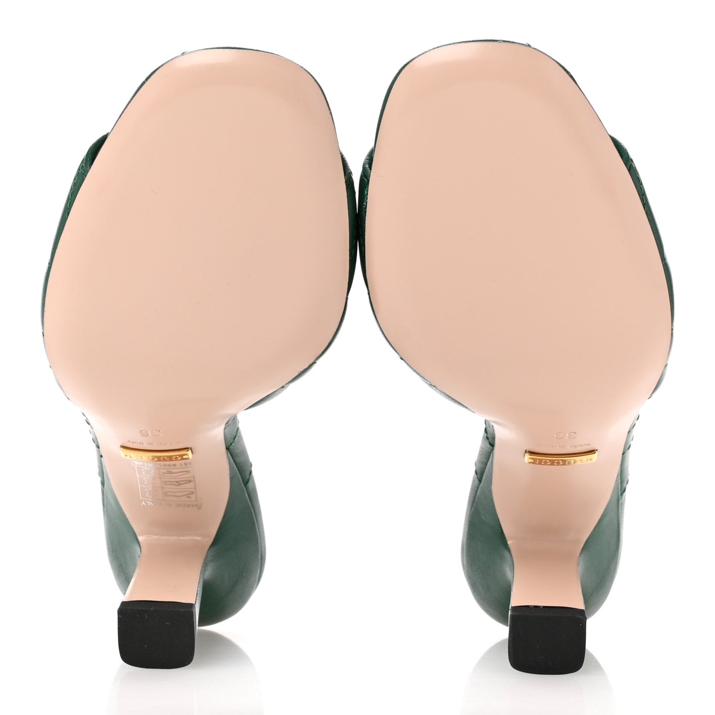 Nappa Matelasse GG Marmont 75mm Slide Sandals 36 Emerald