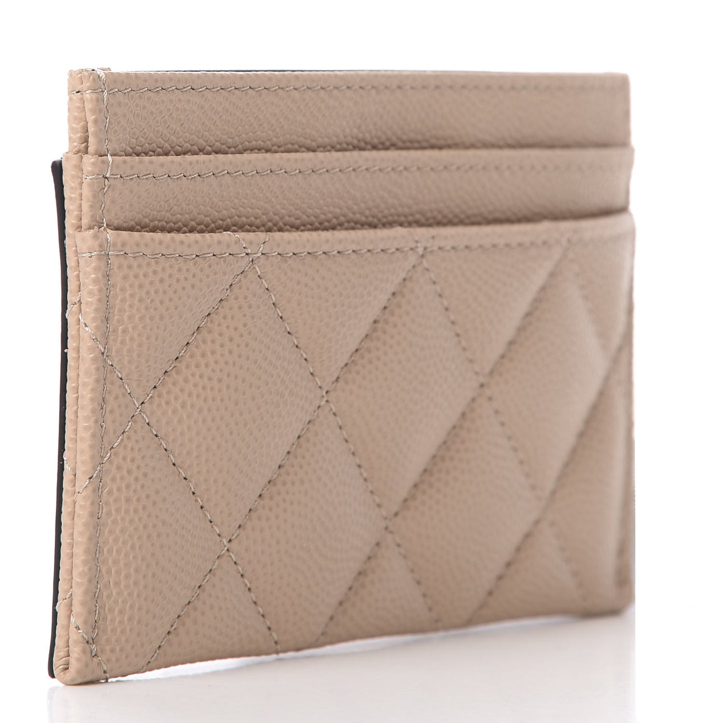 Caviar Quilted Filigree Card Holder Beige Black