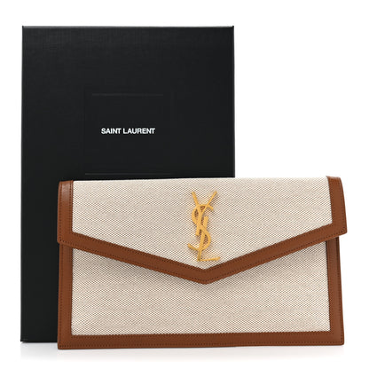 Saint Laurent Canvas Uptown Pouch Natural Beige Brick 3 of 11