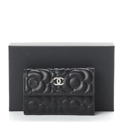 Chanel Goatskin Camellia Embossed 4 Key Holder Black 11 of 11