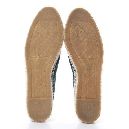 Chanel Suede Pearl CC Espadrilles 39 Teal 5 of 11