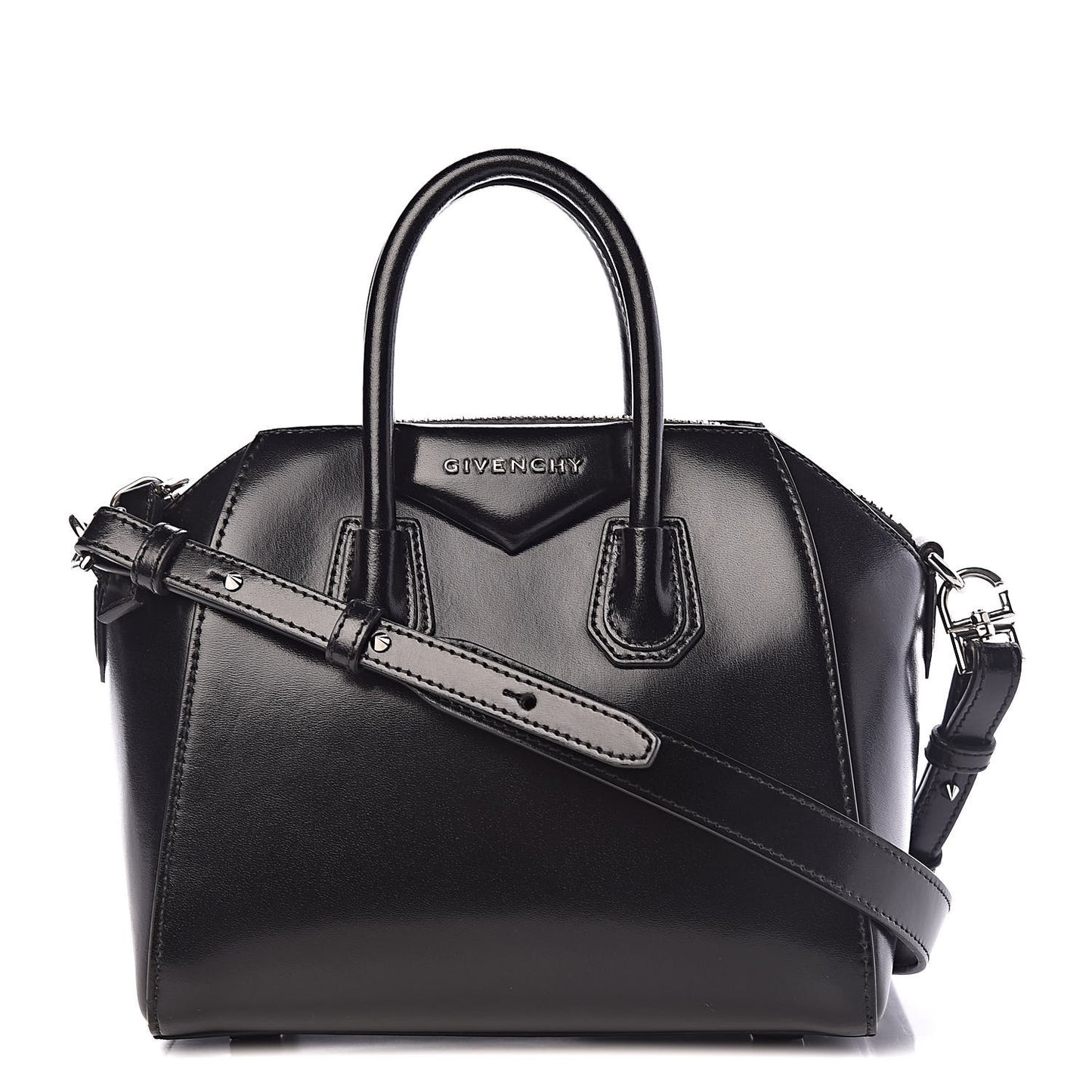 Shiny Lord Calfskin Mini Antigona Black