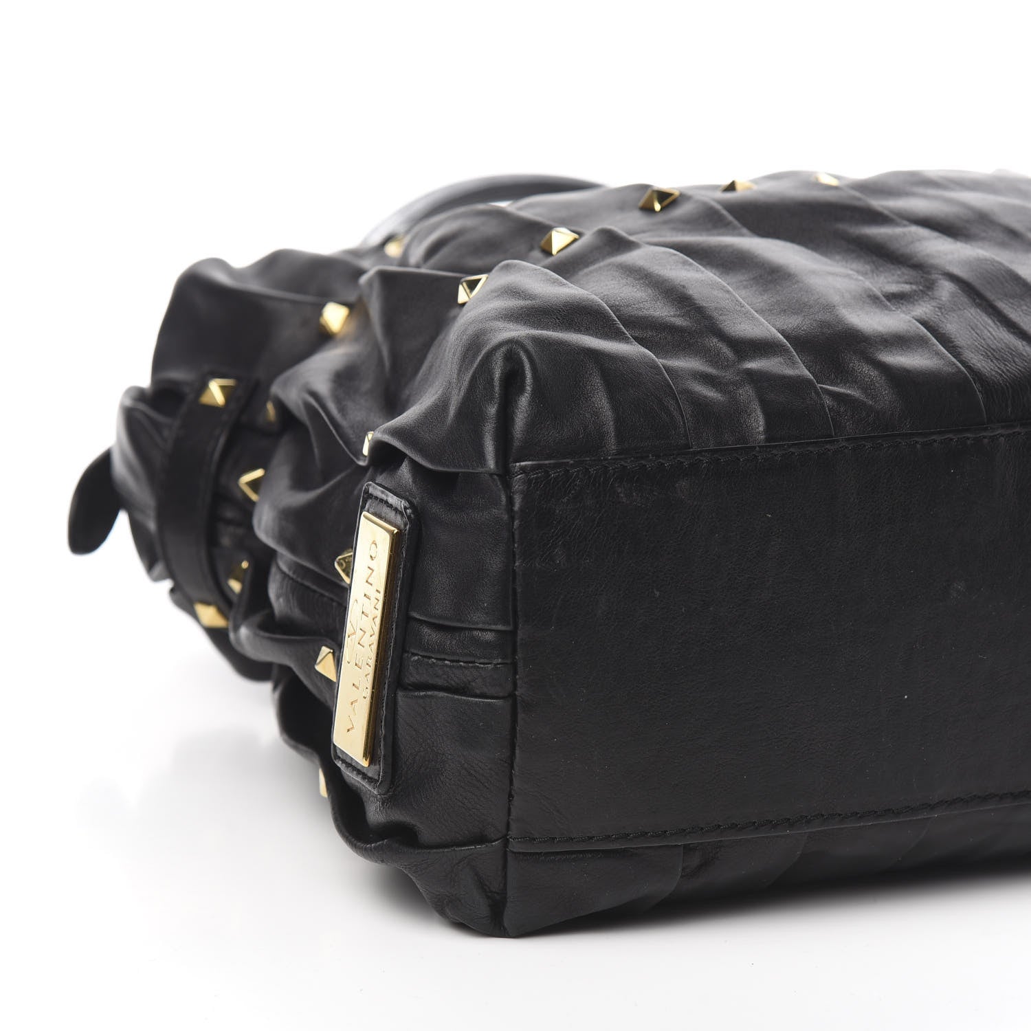Valentino Garavani Lambskin Pleated Studded Maizeon Tote Black 9 of 11