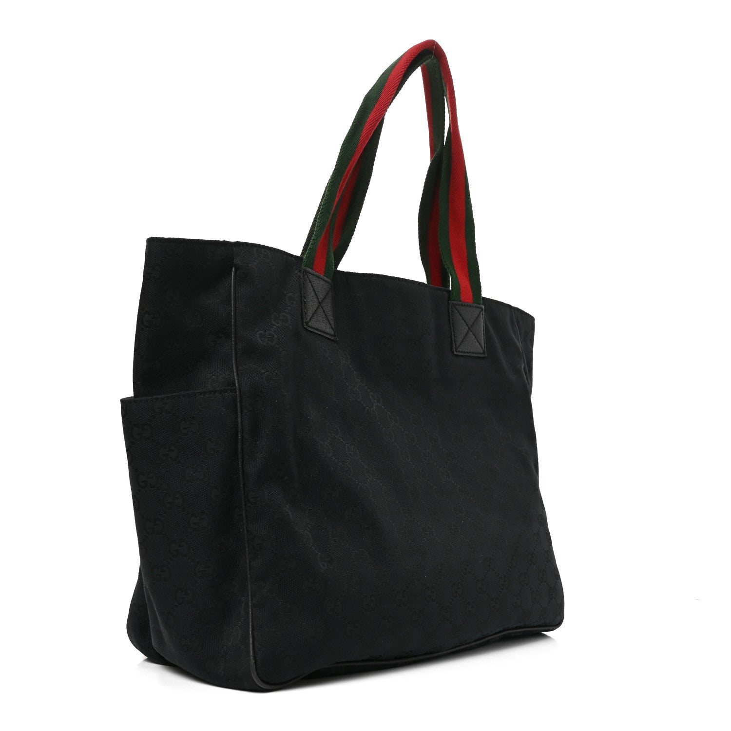 Gucci GG Monogram Medium Web Handle Double Pocket Tote Black 2 of 9