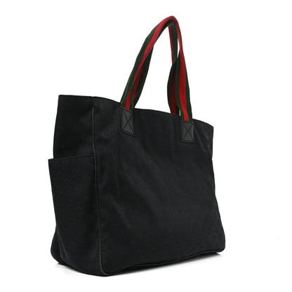 Gucci GG Monogram Medium Web Handle Double Pocket Tote Black 2 of 9