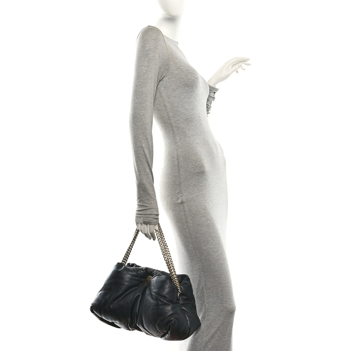 Proenza Schouler Lambskin Puffy Tobo Chain Shoulder Bag Black 2 of 9