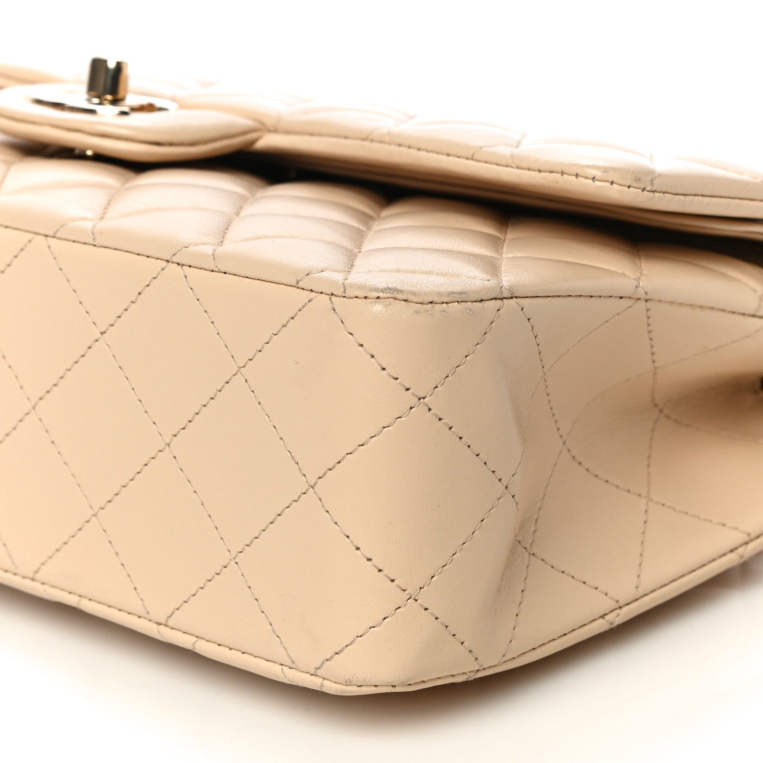 Chanel Lambskin Quilted Medium Double Flap Beige 10 of 14